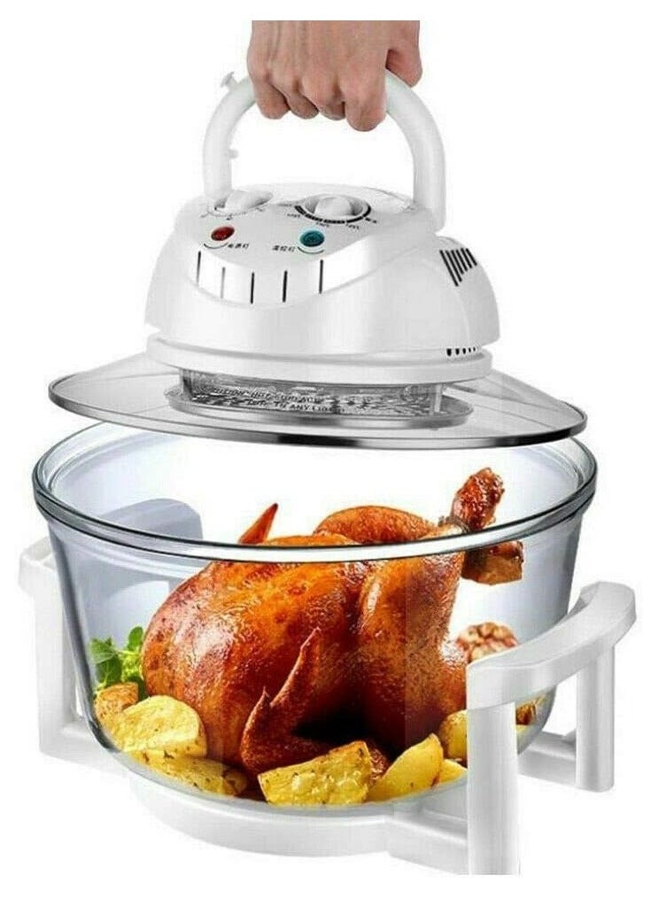 Electric Air Fryer Turbo Convection Oven Roaster Steamer, Glass Air Fryer, Halogen Oven Countertop Great for oil free quick healthy meals, French Fries & Chips on Infrared Convection. - Image 1