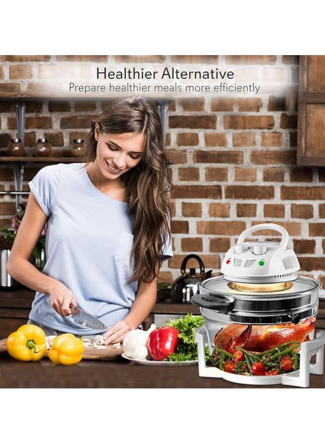 Electric Air Fryer Turbo Convection Oven Roaster Steamer, Glass Air Fryer, Halogen Oven Countertop Great for oil free quick healthy meals, French Fries & Chips on Infrared Convection. - Image 2