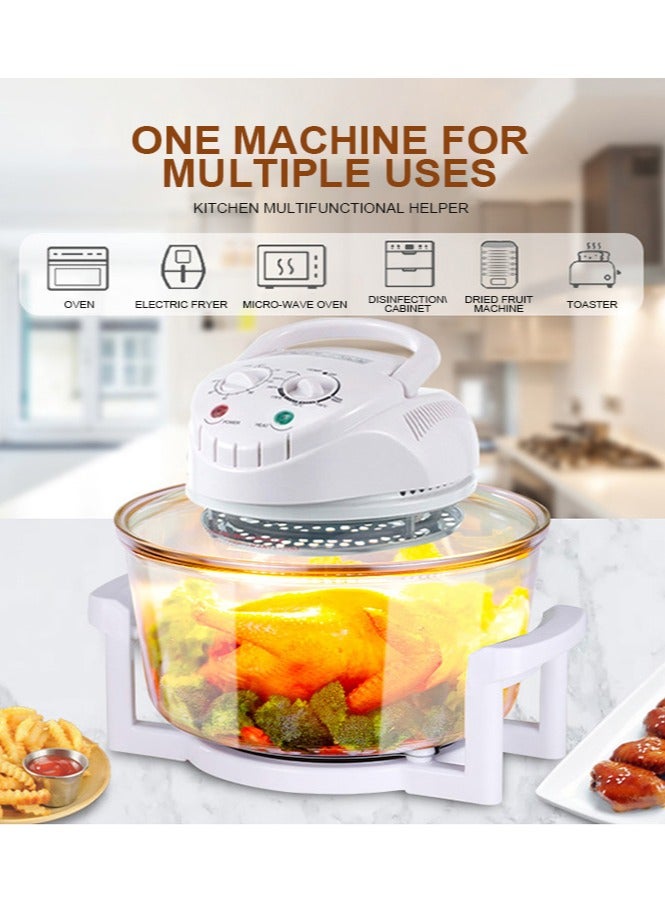 Electric Air Fryer Turbo Convection Oven Roaster Steamer, Glass Air Fryer, Halogen Oven Countertop Great for oil free quick healthy meals, French Fries & Chips on Infrared Convection. - Image 3