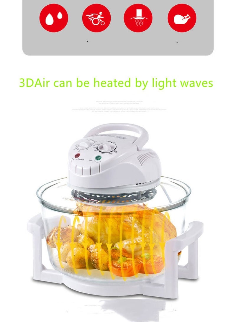 Electric Air Fryer Turbo Convection Oven Roaster Steamer, Glass Air Fryer, Halogen Oven Countertop Great for oil free quick healthy meals, French Fries & Chips on Infrared Convection. - Image 5