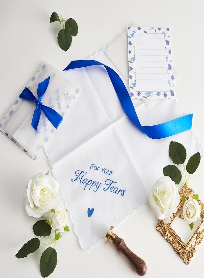 AKITSUMA Happy Tears Handkerchief Wedding Gifts Something Blue Gift for Bride to Be Mother of the Bride and Groom Gift, AKI-103R (1, Blue Ribbon) - Image 5