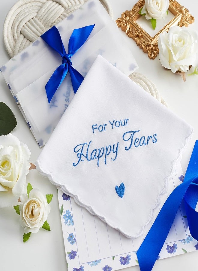 AKITSUMA Happy Tears Handkerchief Wedding Gifts Something Blue Gift for Bride to Be Mother of the Bride and Groom Gift, AKI-103R (1, Blue Ribbon) - Image 4
