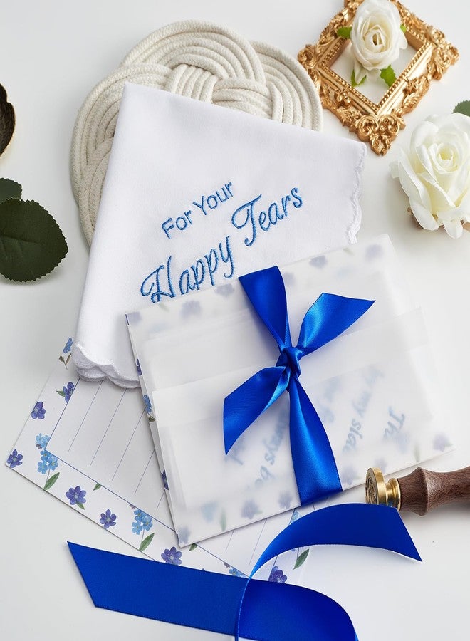 AKITSUMA Happy Tears Handkerchief Wedding Gifts Something Blue Gift for Bride to Be Mother of the Bride and Groom Gift, AKI-103R (1, Blue Ribbon) - Image 3