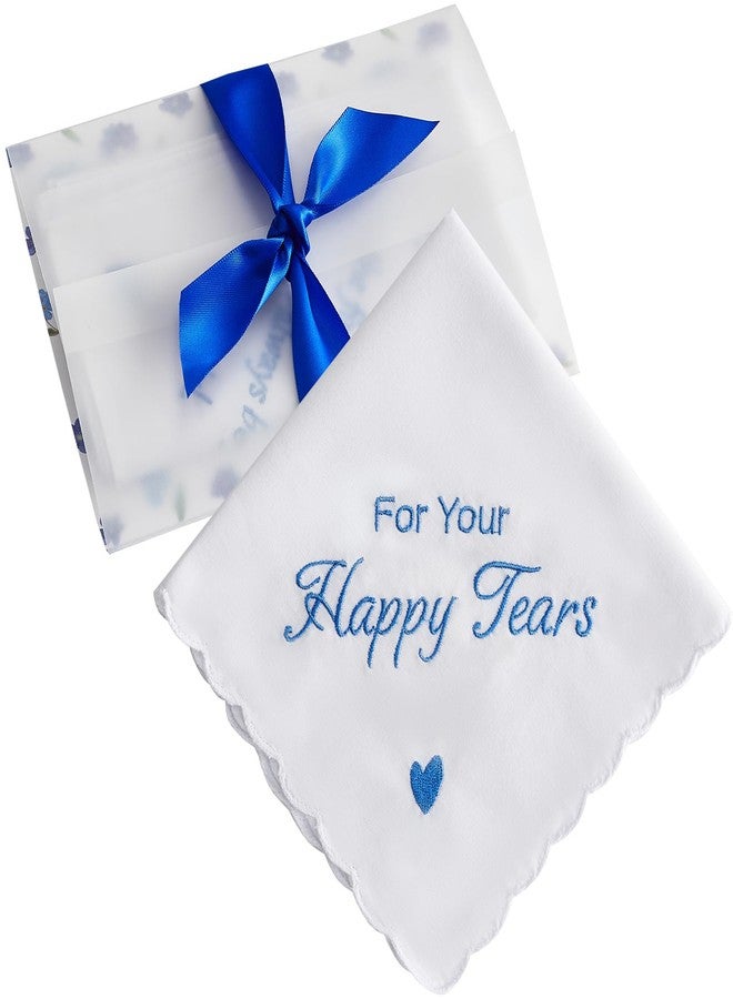 AKITSUMA Happy Tears Handkerchief Wedding Gifts Something Blue Gift for Bride to Be Mother of the Bride and Groom Gift, AKI-103R (1, Blue Ribbon) - Image 1