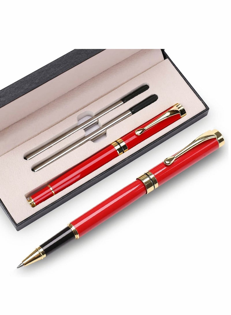 Luxury Black Ballpoint Pens with Chrome Trim - 0.5mm Tip, 2 Refills, Elegant Gift Box for Students & Executives - Image 1