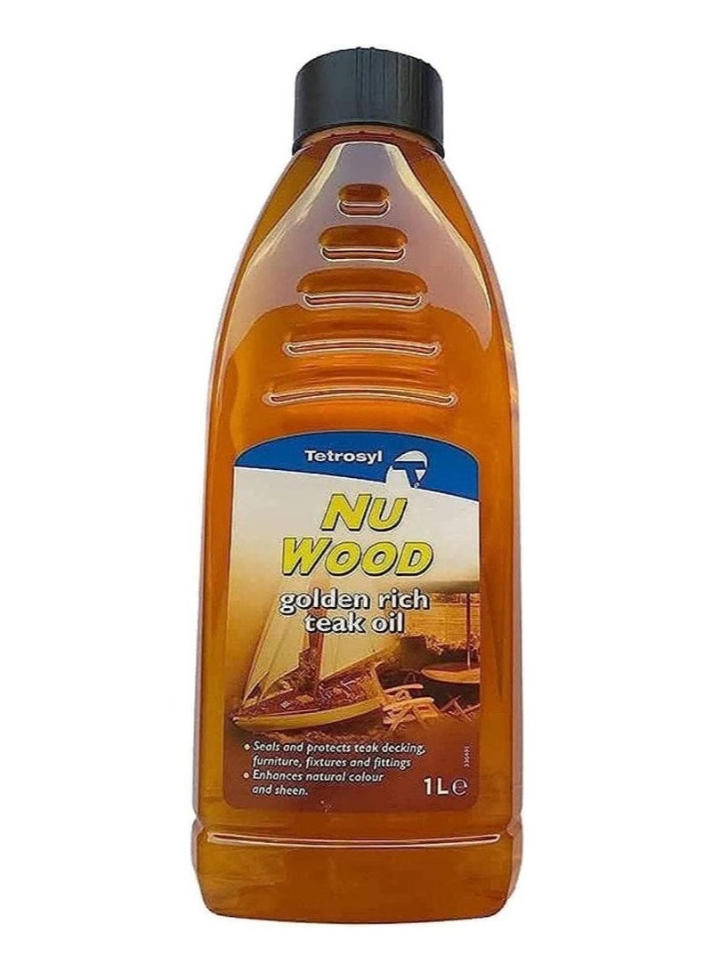 زيت خشب الساج ذو اللمسة الذهبية الغنية يحمي ويعزز الأخشاب الجميلة ويحميها من الأشعة فوق البنفسجية والرطوبة لفترة طويلة للاستخدام الداخلي والخارجي والبحرية 1 لتر - Image 1