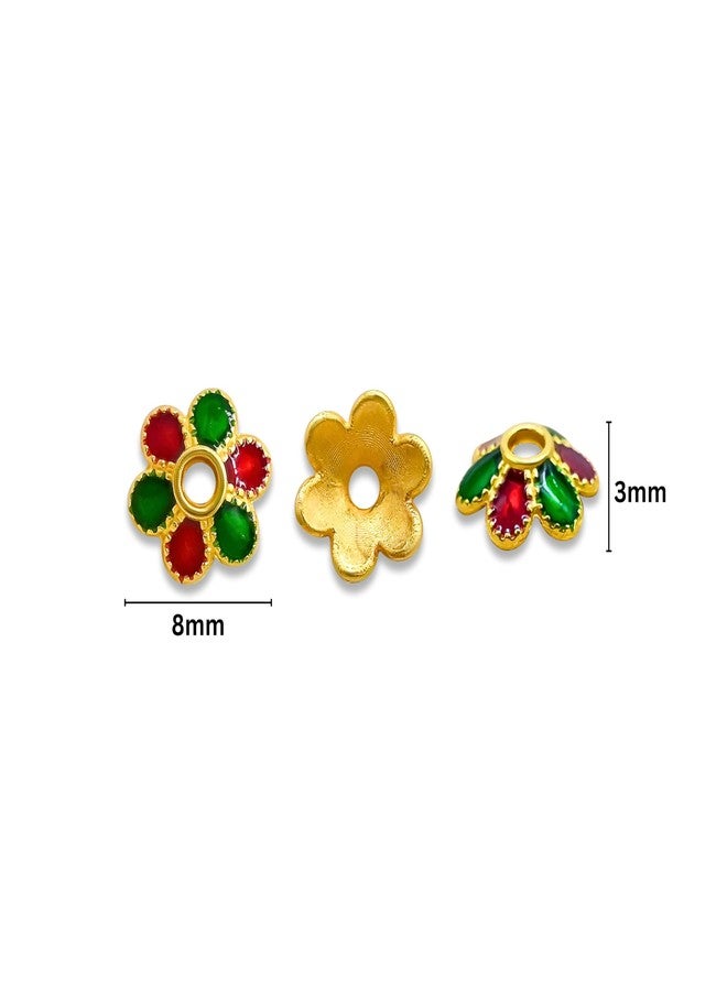 Satra Traders Designeer Meenakari Beads Cap | Size : 8mm | Qty : 50pcs | Red | MK41 - Image 2
