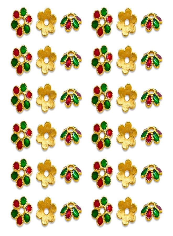 Satra Traders Designeer Meenakari Beads Cap | Size : 8mm | Qty : 50pcs | Red | MK41 - Image 1