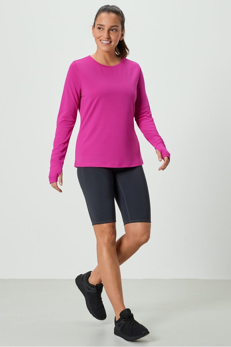 Tchibo Women Sportswear Fit Long Sleeve Training Top, Dark Pink - Image 1