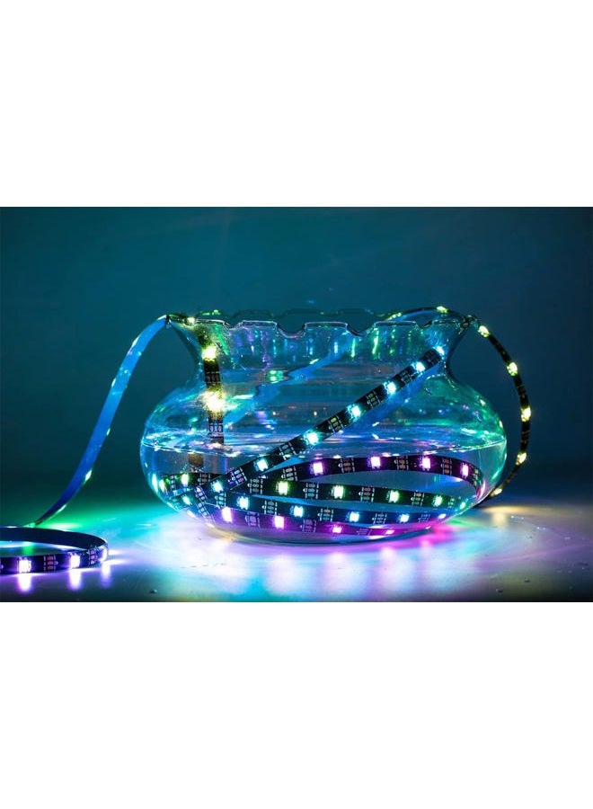 SVFISHKK WS2812B LED Strip Individual Addressable Light Full Color SMD 5050 RGB Pixel Strip DC5V(16.4FT 150LEDS Waterproof IP65, Black PCB) - Image 2