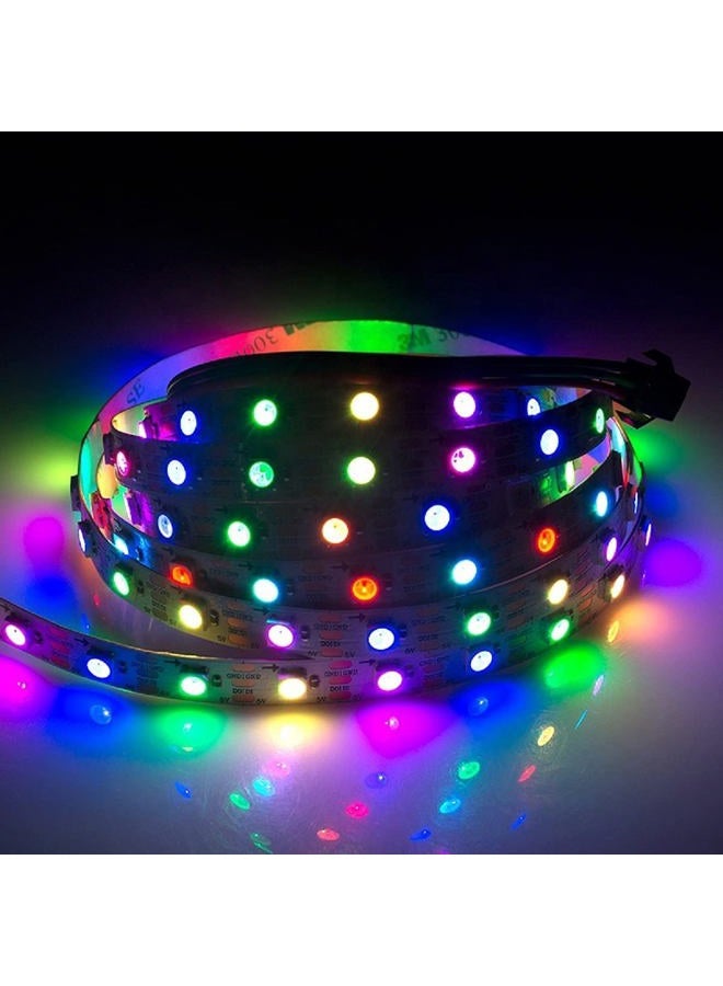 SVFISHKK WS2812B LED Strip Individual Addressable Light Full Color SMD 5050 RGB Pixel Strip DC5V(16.4FT 150LEDS Waterproof IP65, Black PCB) - Image 5