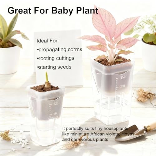 TineDew 10 Pack 2.5 inch Small self Watering pots for Indoor Plants,semi hydroponic pots for leca and pon,Clear Plastic Plant Pot for Propagation,Seedling,Cutting and African Violet (Clear, 2.5 inch) - Image 5