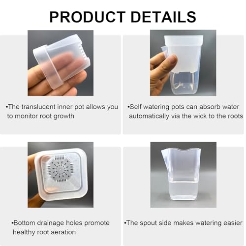 TineDew 10 Pack 2.5 inch Small self Watering pots for Indoor Plants,semi hydroponic pots for leca and pon,Clear Plastic Plant Pot for Propagation,Seedling,Cutting and African Violet (Clear, 2.5 inch) - Image 3