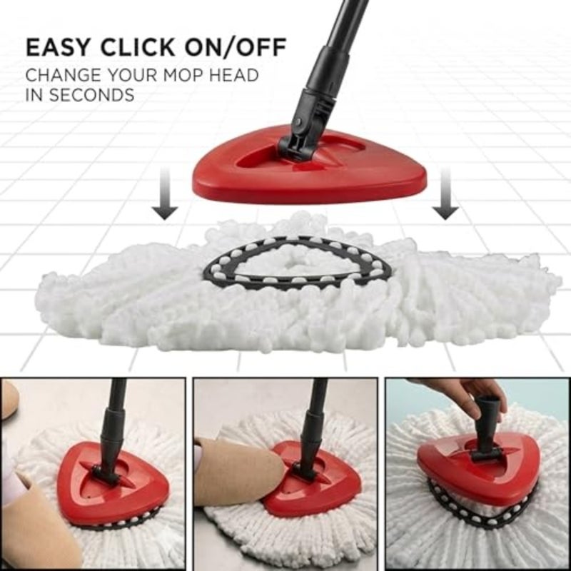Universal Spin Replacement Kit for floor cleaning: red head base + 4 microfiber refills, 360 rotating round design, wet dry use - Image 4