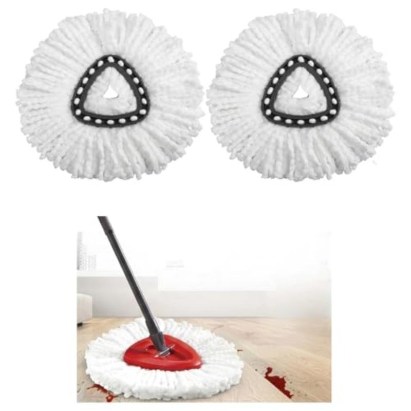 Universal Spin Replacement Kit for floor cleaning: red head base + 4 microfiber refills, 360 rotating round design, wet dry use - Image 5