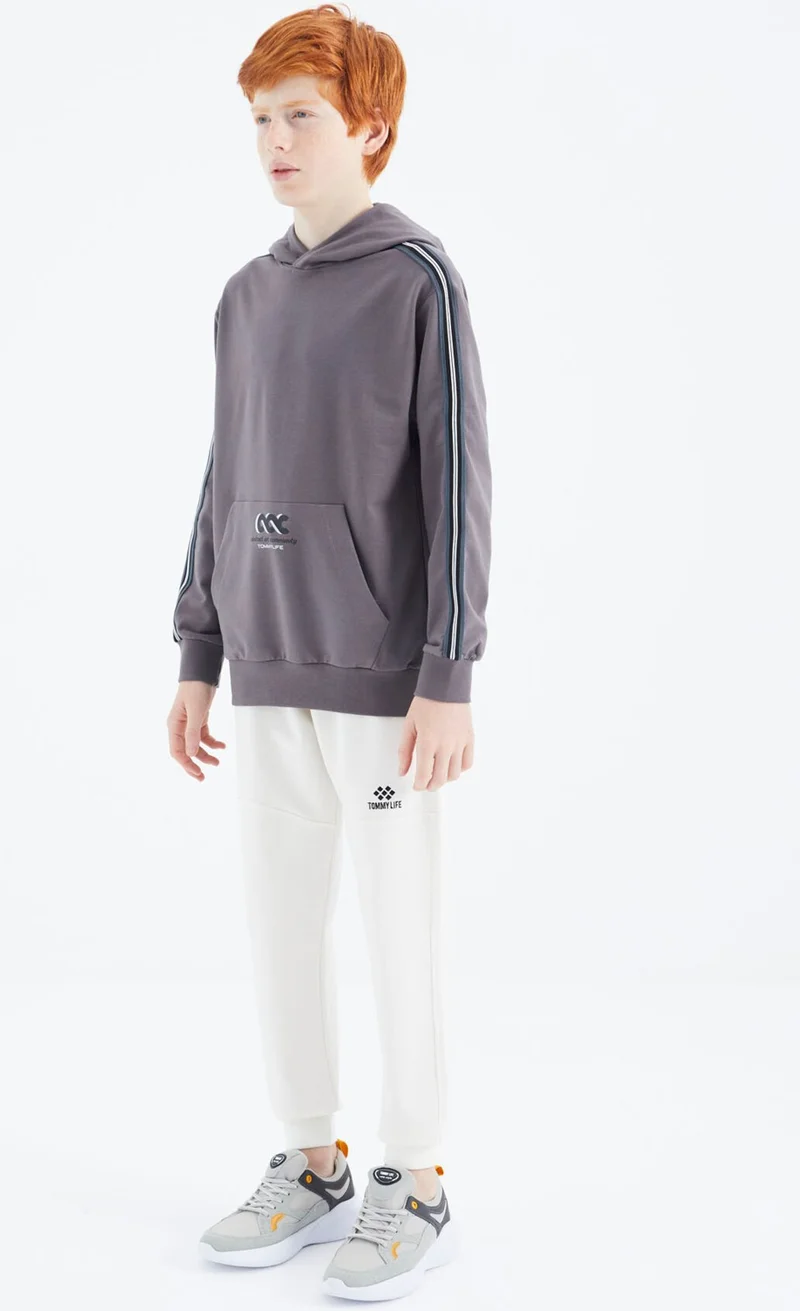 Tommy Life Dark Grey Kangaroo Pocket Boy Sweatshirt - 11176