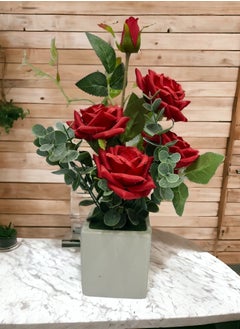 Artificial Rose Flowers With Ceramic Vase Artificial Flowers Decoration For Wedding Office Table Window Living Room Bedroom Party Red 22x8x8cm - pzsku/ZB17488A1E346CD506926Z/45/_/1711550643/fab02daf-df74-4e9a-a3e8-7b68017c0bb8