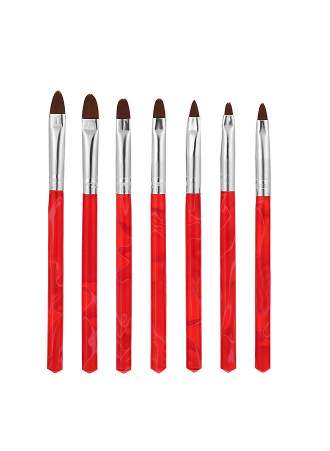 NIBEMINENT 7-Piece Nail Art UV Gel Brush Set Multicolour - Image 1