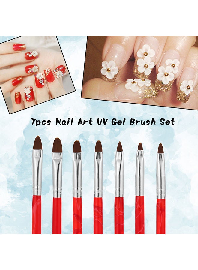 NIBEMINENT 7-Piece Nail Art UV Gel Brush Set Multicolour - Image 3