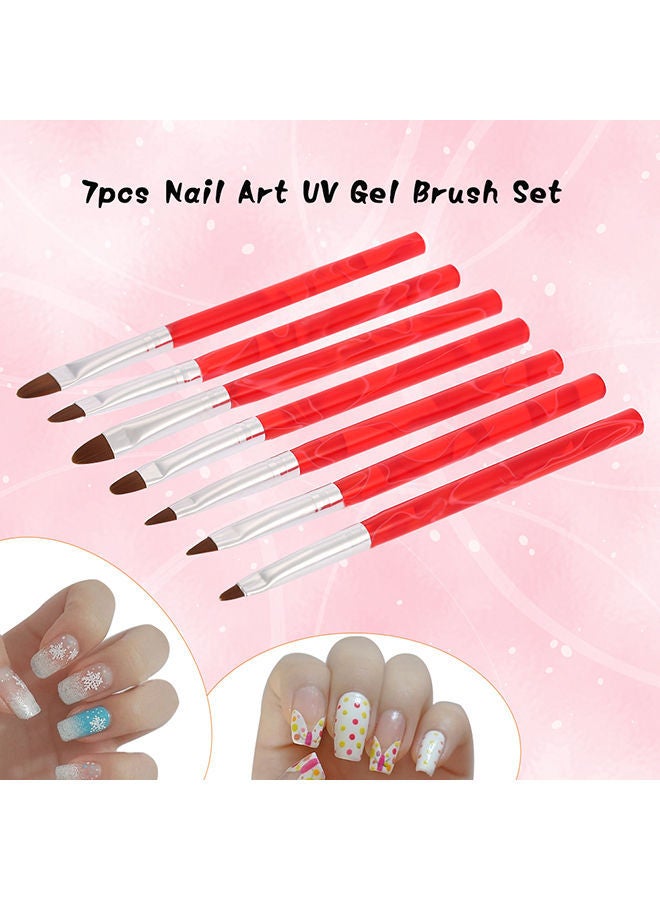 NIBEMINENT 7-Piece Nail Art UV Gel Brush Set Multicolour - Image 2