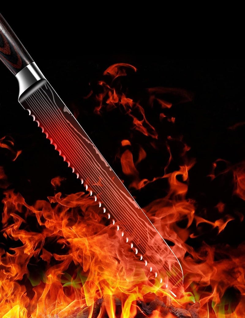 استيل واي سكين خبز مسنن 8 بوصة من الفولاذ المقاوم للصدأ عالي الكربون لقطع الكعك - Image 5