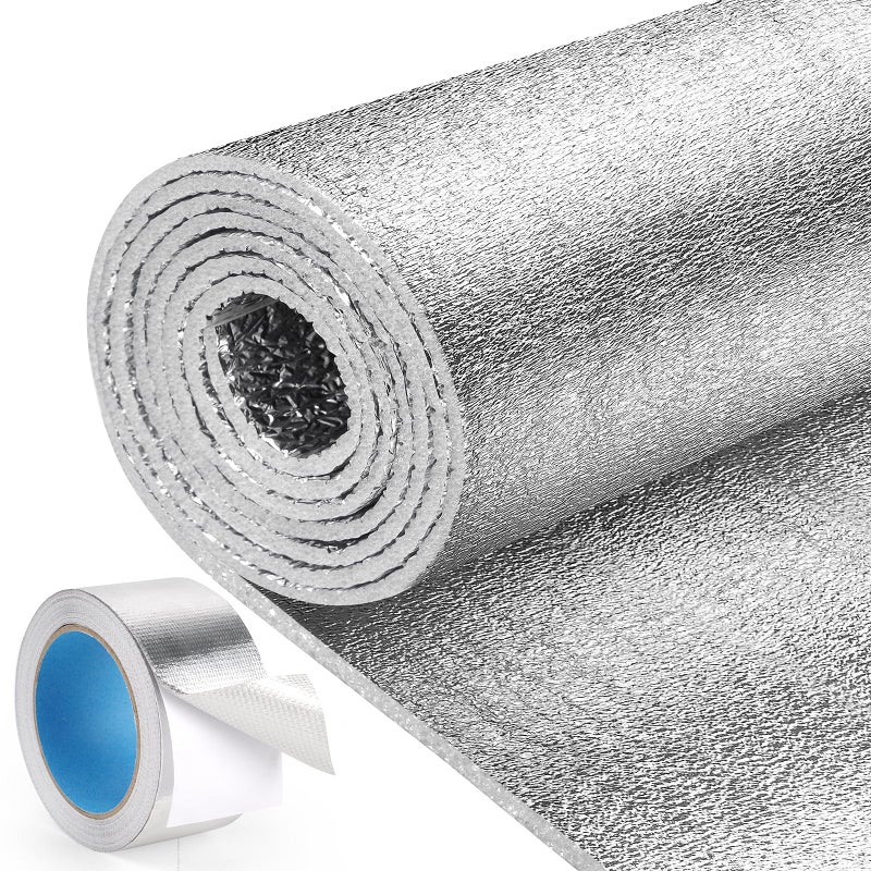 HADOR Reflective Window Film Insulation Roll 24 in X 10 Feet, Foil Aluminum Roll Double-Sided Foam Core, Summer Window Heat Blocker for RV/Skylight Windows - Folded Package - Image 1