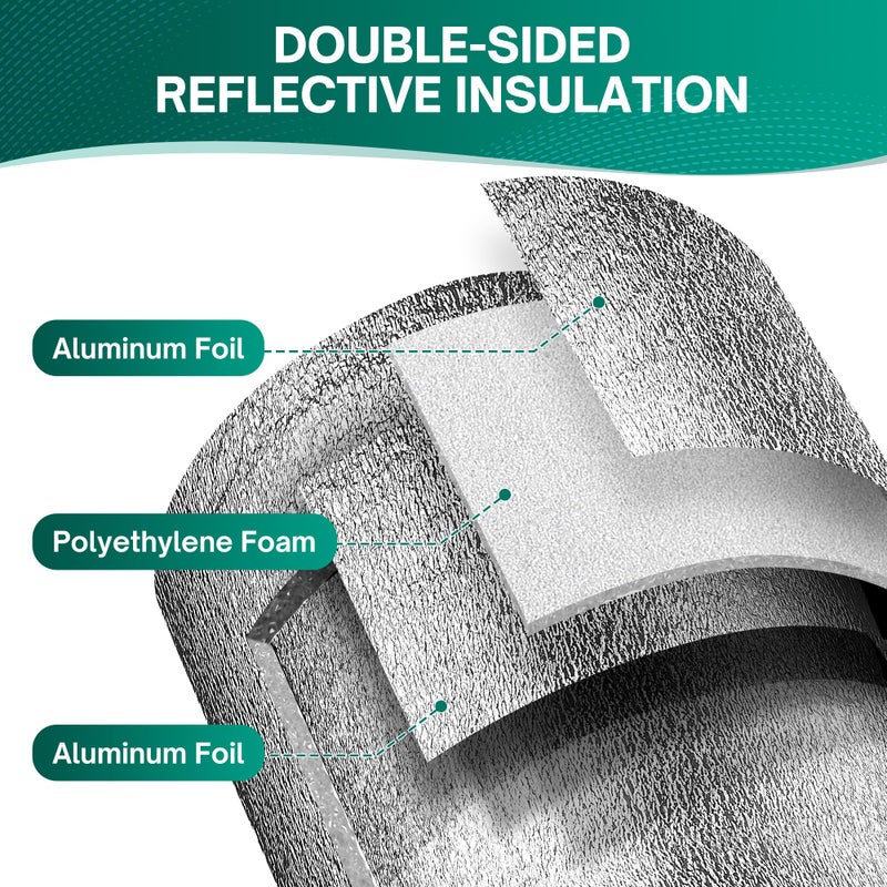 HADOR Reflective Window Film Insulation Roll 24 in X 10 Feet, Foil Aluminum Roll Double-Sided Foam Core, Summer Window Heat Blocker for RV/Skylight Windows - Folded Package - Image 3