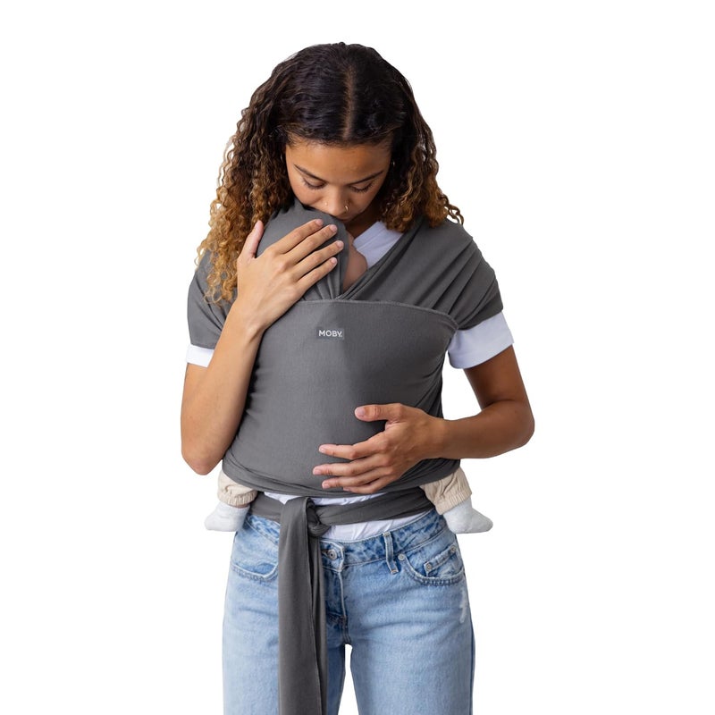 moby Basics Baby Wrap Carrier for Newborns to Toddlers (8-33lbs), Infant Sling Carrier, Lightweight & Hands Free Design, Adjustable for All Body Types (Everyday Gray) - Image 3