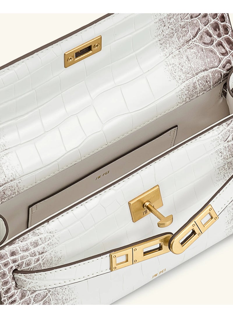 جي دبليو بي حقيبة يد نوار، حقيبة كيلي مطبوعة بتصميم تمساح، حقيبة كتف قابلة للتعديل - Image 4