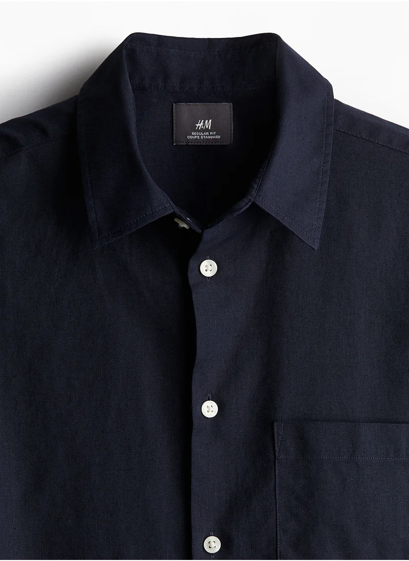 H&M Regular Fit Linen-Blend Shirt