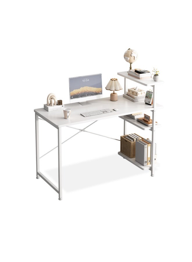 NEWLAN Minimalist Home Office Desk Gaming Desk with 4-Tier Side Shelves, Sturdy and Stable for Bedroom, Living Room & Office. 100*73*45cm - Image 2