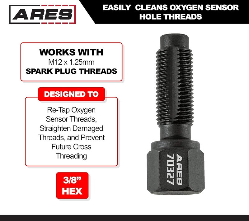 ARES 70327 - أداة إعادة خيوط حساس الأكسجين - تنظف خيوط ثقب حساس الأكسجين بسهولة - تعمل مع خيوط شمعات الإشعال M12 x 1.25mm - Image 2