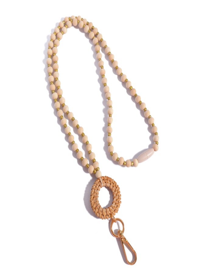 Lantintop Beaded Badge Lanyards for ID Badges Boho Wood Breakaway Badge Lanyards for Families、Friends 、Colleagues - Image 1