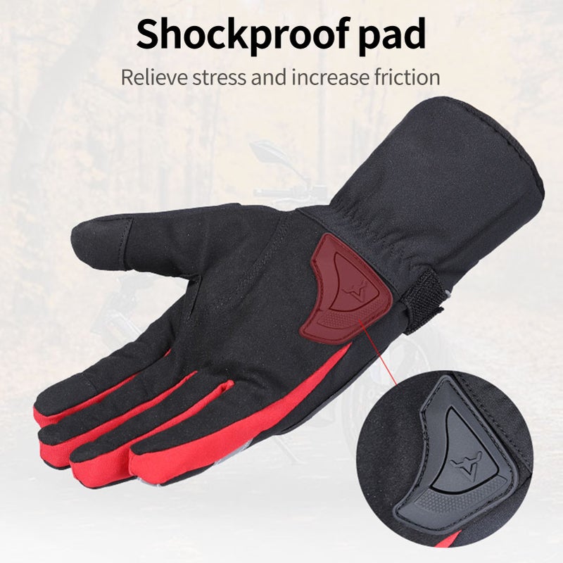 Winter Motorcycle Gloves Waterproof Cold Weather Motorcycle Gloves Warm Riding Gloves with Reflective Stripe - Image 5