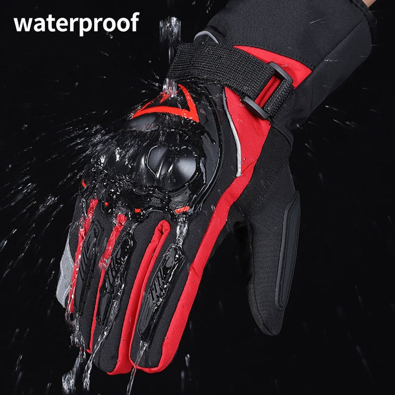 Winter Motorcycle Gloves Waterproof Cold Weather Motorcycle Gloves Warm Riding Gloves with Reflective Stripe - Image 4