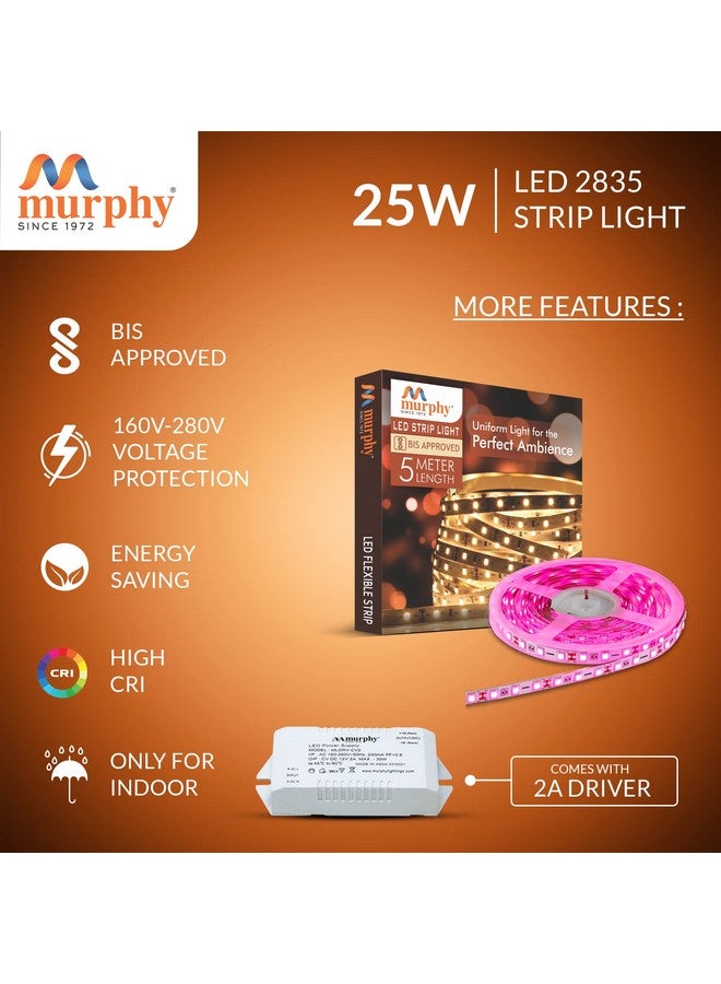 Murphy 25W LED Strip 2835 Cove Light 5 Metre (Pink, Pack of 1) with Driver - Image 3