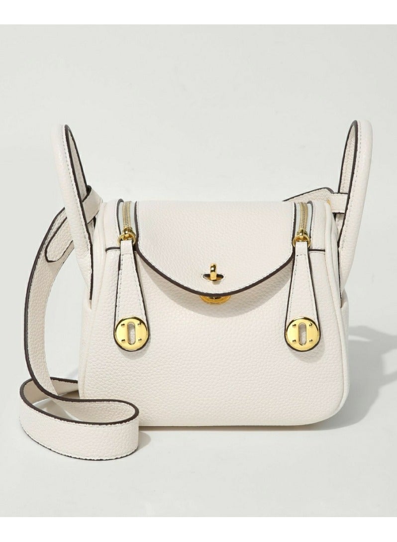 Loquat Ladies' Stylish Pillow Bags Single Shoulder Crossbody Handbag With Golden  Buckle Cream White