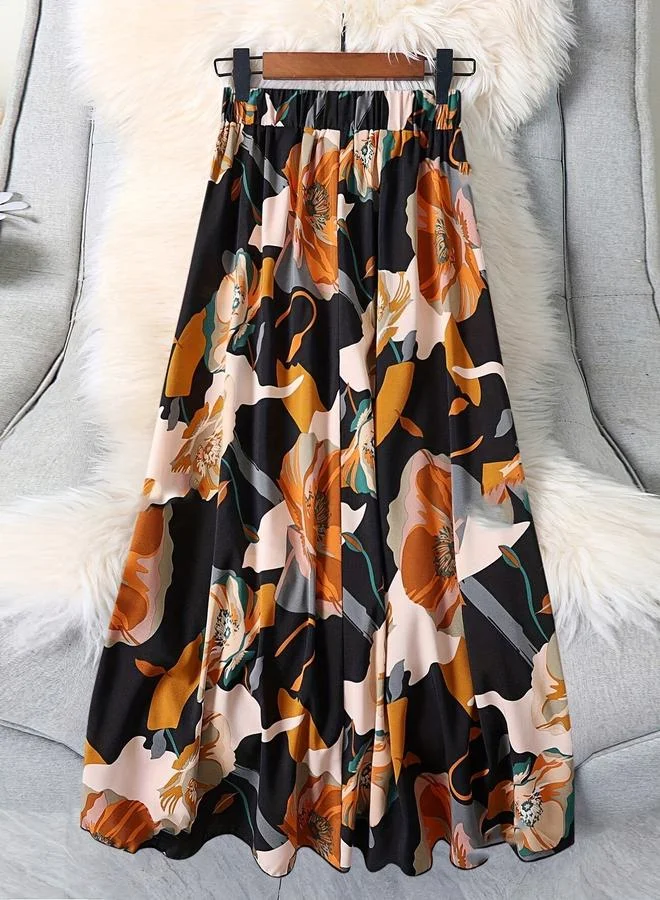 Take Two All Over Print A-Line Midi Skirt