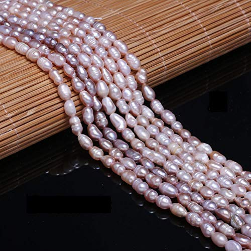 LE SKY Pearl Beads Natural Oval Freshwater Cultured Purple Pearl Loose Beads Quality Level A for Jewelry Making Charms Necklace as Gift 56 mm 142 inches 2 Strands - Image 1