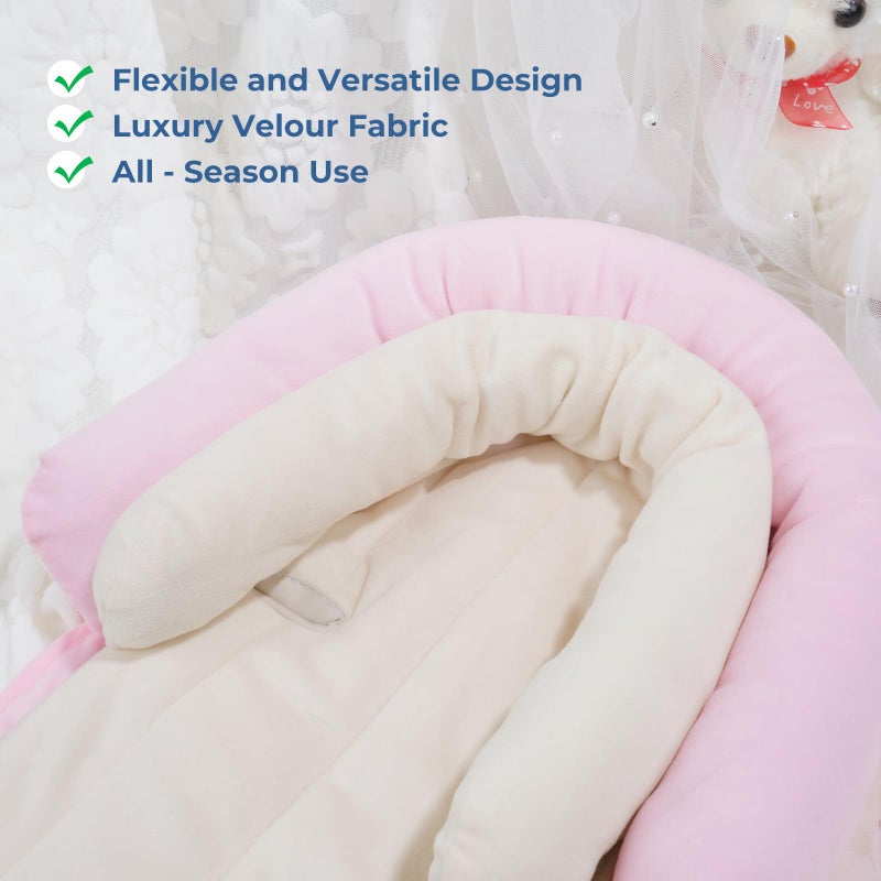 COOLBEBE New 2-in-1 Babybody Supports for Baby Newborn Infants - Extra Soft Stroller Cushion Pads Car Seat Insert, Seasons, Pink - Image 4