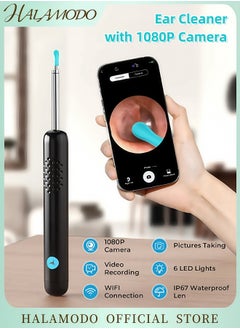 HALAMODO 1080P HD Ear Cleaning Tool with Camera Wireless Otoscope Ear Wax Remover Ear Inspection Kit with LED Light for iOS & Android  - Image 1