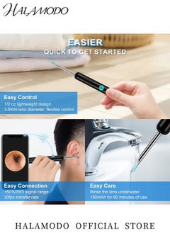 HALAMODO 1080P HD Ear Cleaning Tool with Camera Wireless Otoscope Ear Wax Remover Ear Inspection Kit with LED Light for iOS & Android  - Image 4