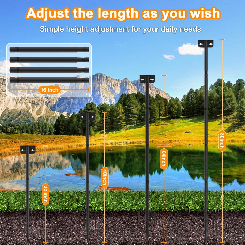 AHRLHR 2 Pack 80 Inch Adjustable Bird Feeder Pole,Bird House Pole Suitable for Feeders & Birdhouse,Weather Station,Heavy-Duty Rustproof Design,Enhance Outdoor Decor & Birdwatching Experience - Image 5