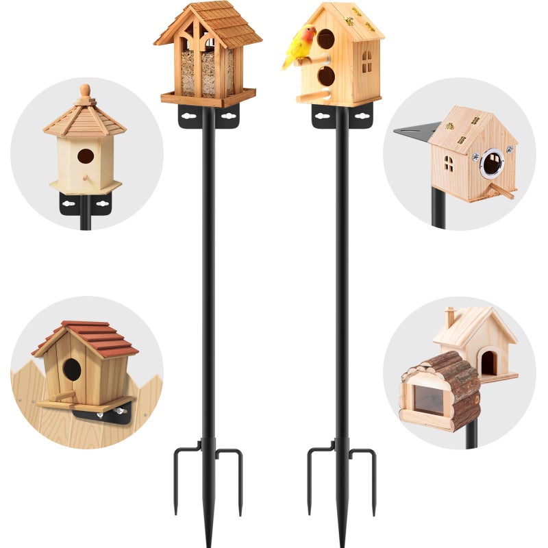 AHRLHR 2 Pack 80 Inch Adjustable Bird Feeder Pole,Bird House Pole Suitable for Feeders & Birdhouse,Weather Station,Heavy-Duty Rustproof Design,Enhance Outdoor Decor & Birdwatching Experience - Image 1