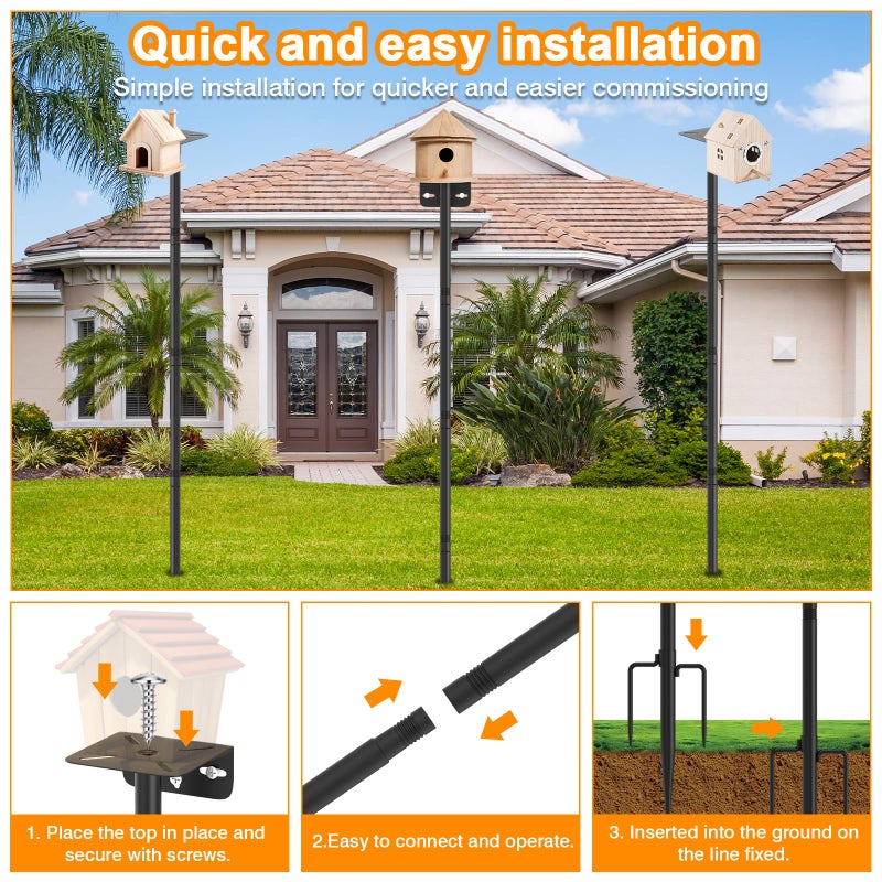 AHRLHR 2 Pack 80 Inch Adjustable Bird Feeder Pole,Bird House Pole Suitable for Feeders & Birdhouse,Weather Station,Heavy-Duty Rustproof Design,Enhance Outdoor Decor & Birdwatching Experience - Image 4