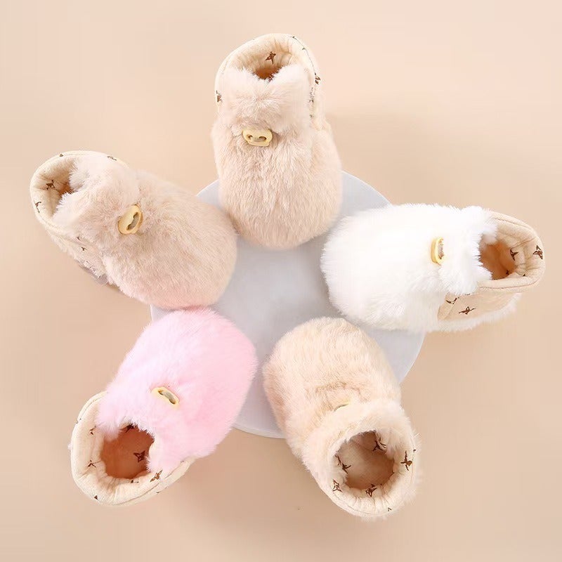 Wei Pu Xiao Lu Baby Winter Fleece Booties Soft Sole First Walkers Warm Non-Slip Shoes for Toddlers - Image 2