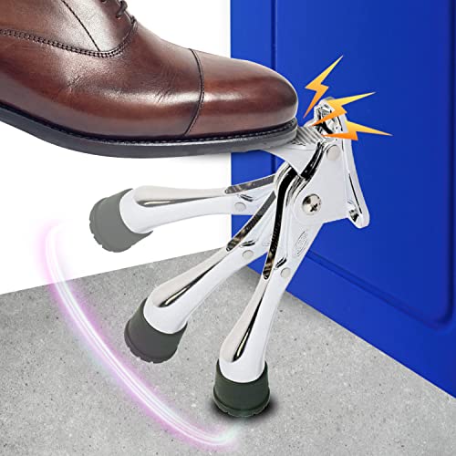 Hashi One Touch Kickdown Door Stopper, Door Holder, Heavy Duty Door Stops, Bottom of Door, Height-Adjustable Rubber Tips by HASHI (Chrome 4 inch x 1pack) - Image 2