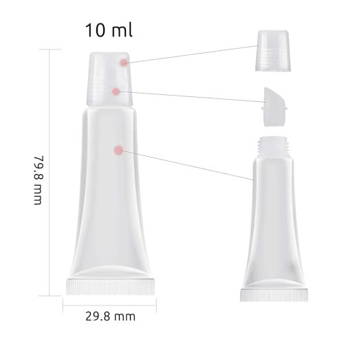 SpiderJuice 5Pc 10ml Clear Mini Refillable Empty Squeeze Lip Gloss Lip Balm Lip Oil Tubes Storage Container Holder Jar Bottles with Screw Cap for Household Translucent Frosted & Travel Toiletries - Image 5