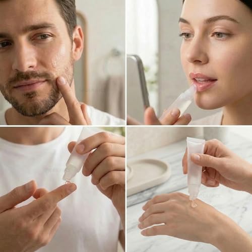SpiderJuice 5Pc 10ml Clear Mini Refillable Empty Squeeze Lip Gloss Lip Balm Lip Oil Tubes Storage Container Holder Jar Bottles with Screw Cap for Household Translucent Frosted & Travel Toiletries - Image 2