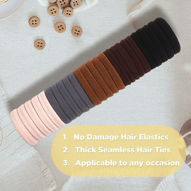 TBUKEOM Hair Ties for No Damage, 100 PCS Soft Seamless Cotton & Nylon Elastic Ponytail Holders, Rubber Bands for Thick Hair, Hair Accessories for Girls & Women - Image 2